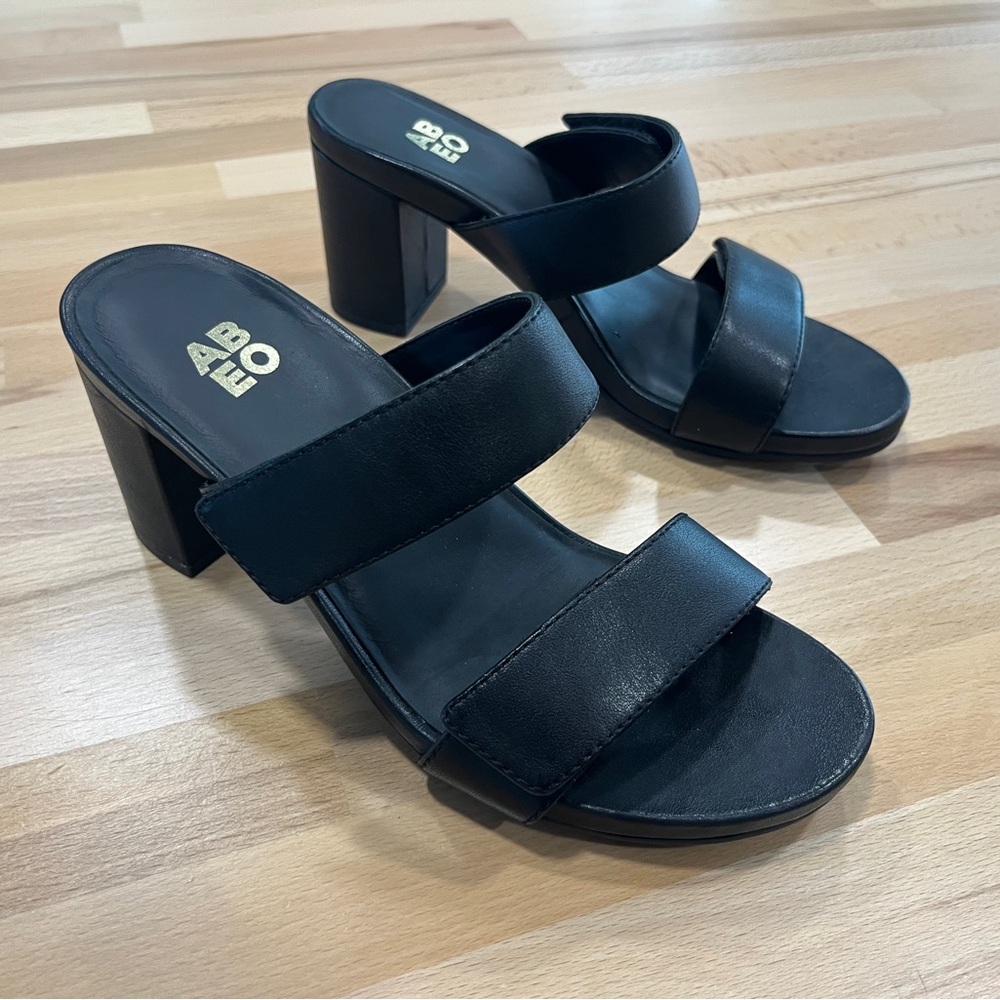 ABEO Women's Tempo Slide Size 7 M High Block Comfort Leather Sandal